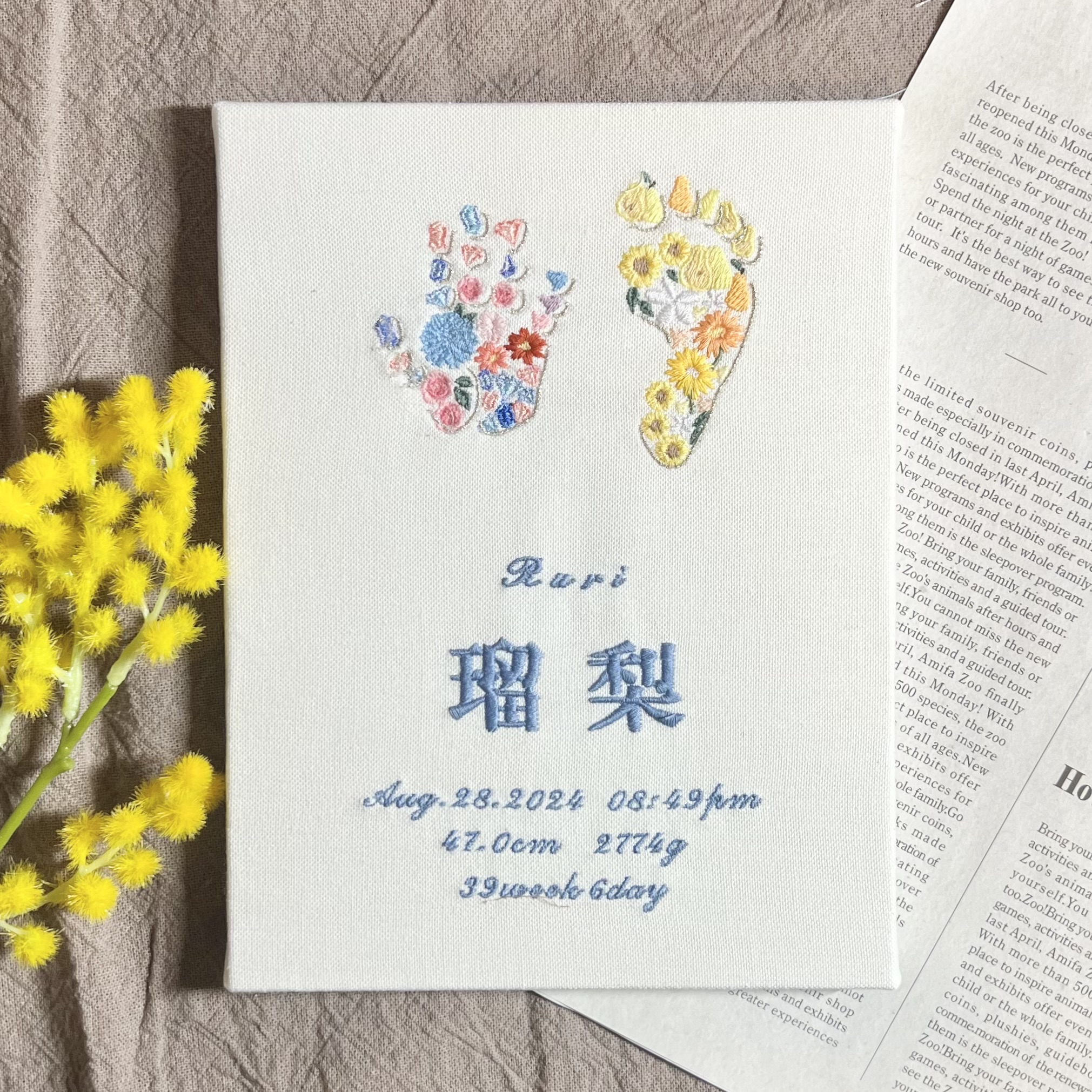 手足形モチーフ命名書